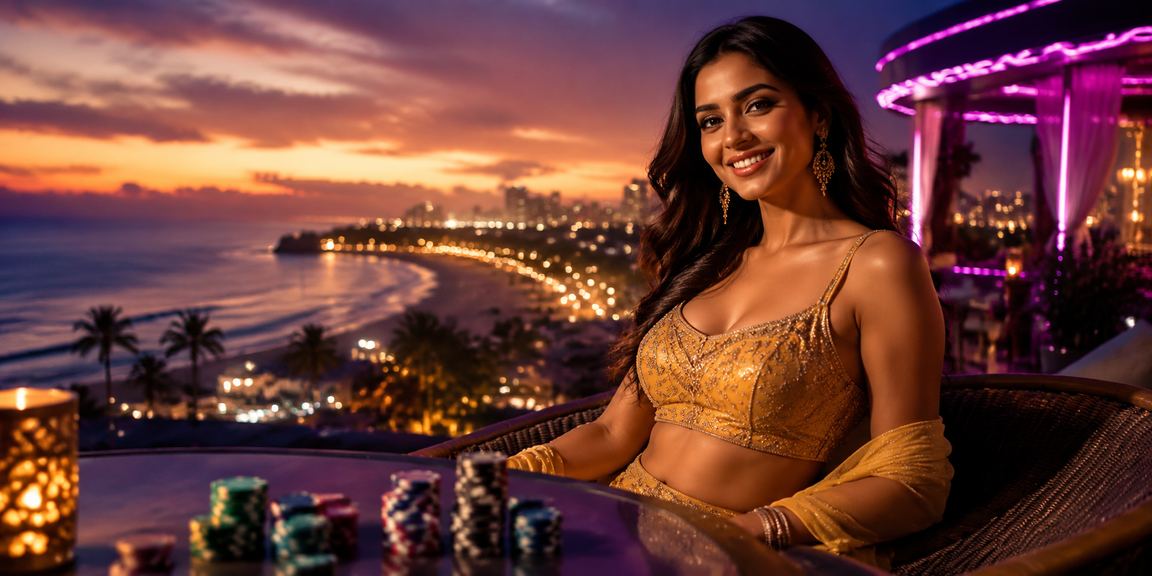 Scenic image with cricket and casino vibes at Goa beach