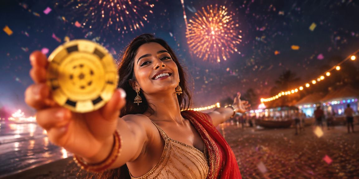 Player enjoying live casino games on their smartphone at a beachside in India